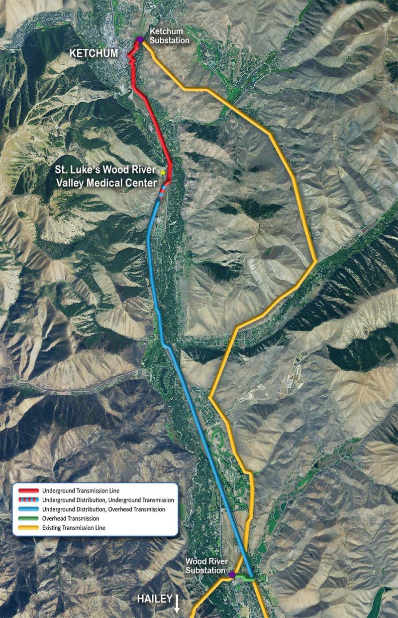 Route of proposed transmission line and line segments to be buried