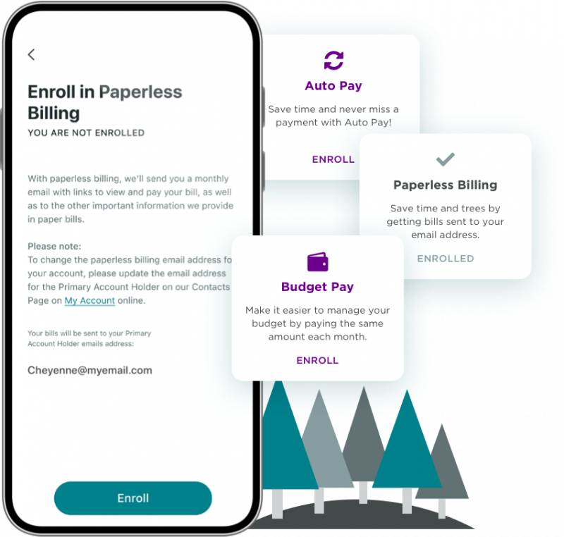 Image displaying paperless billing feature in mobile app